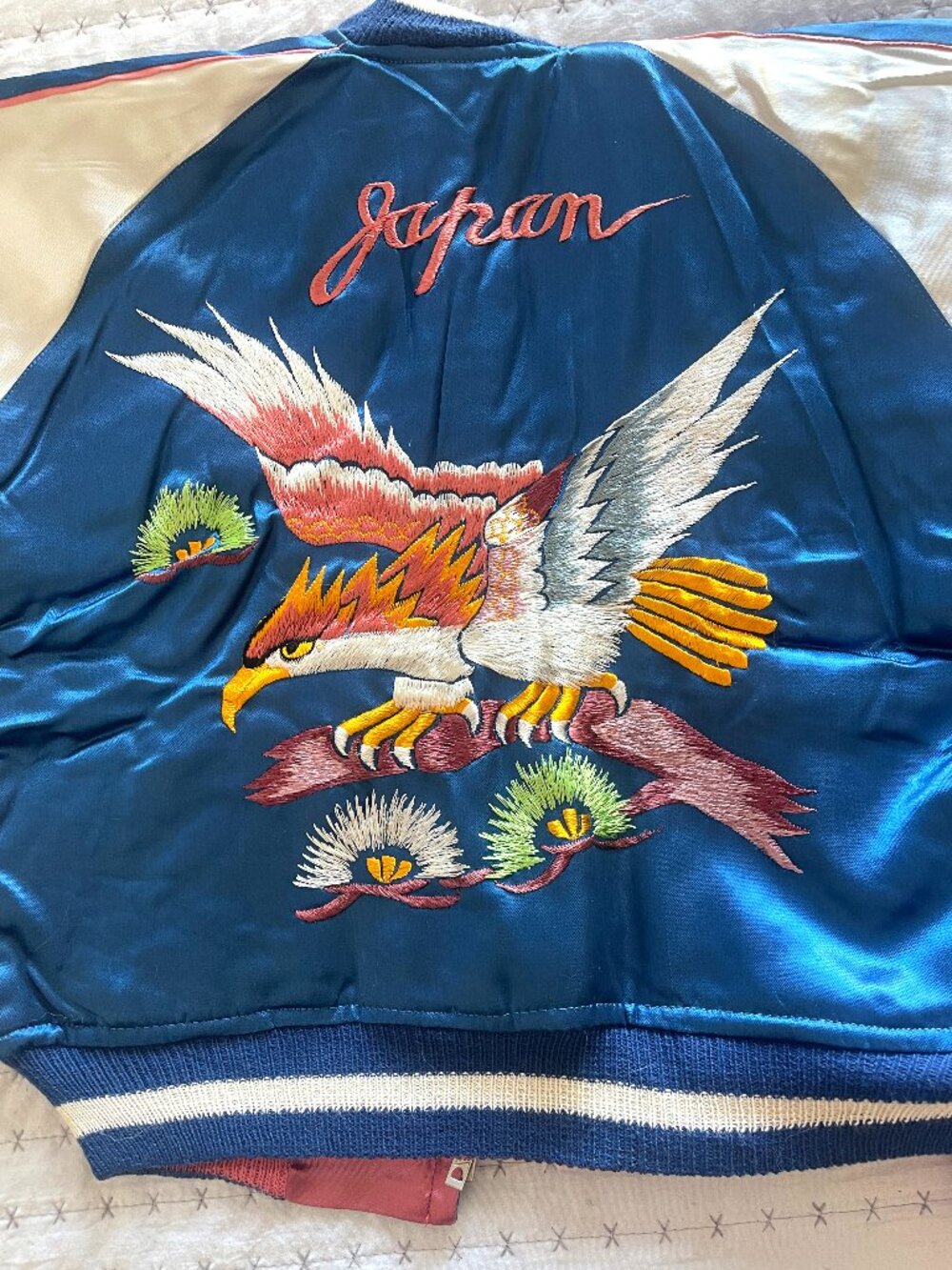 Authentic Vintage Sukajan Bomber Jacket unisex Eagle reversible Pink/ Blue kids
